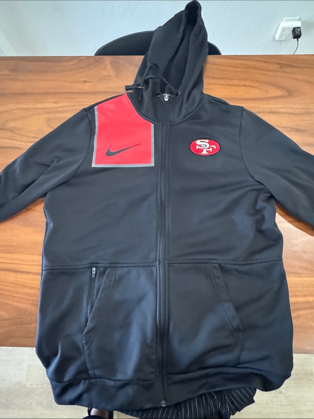 Nike Black & Red Full-Zip Hooded Jacket
